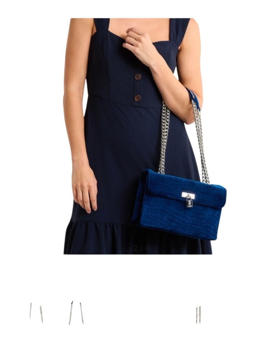 Kurt Geiger NWT Brixton Blue Velvet Shoulder Bag - Picture 4 of 4